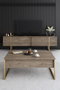 Hanah Home Luxe - Conjunto de muebles de salón Nogal y Dorado